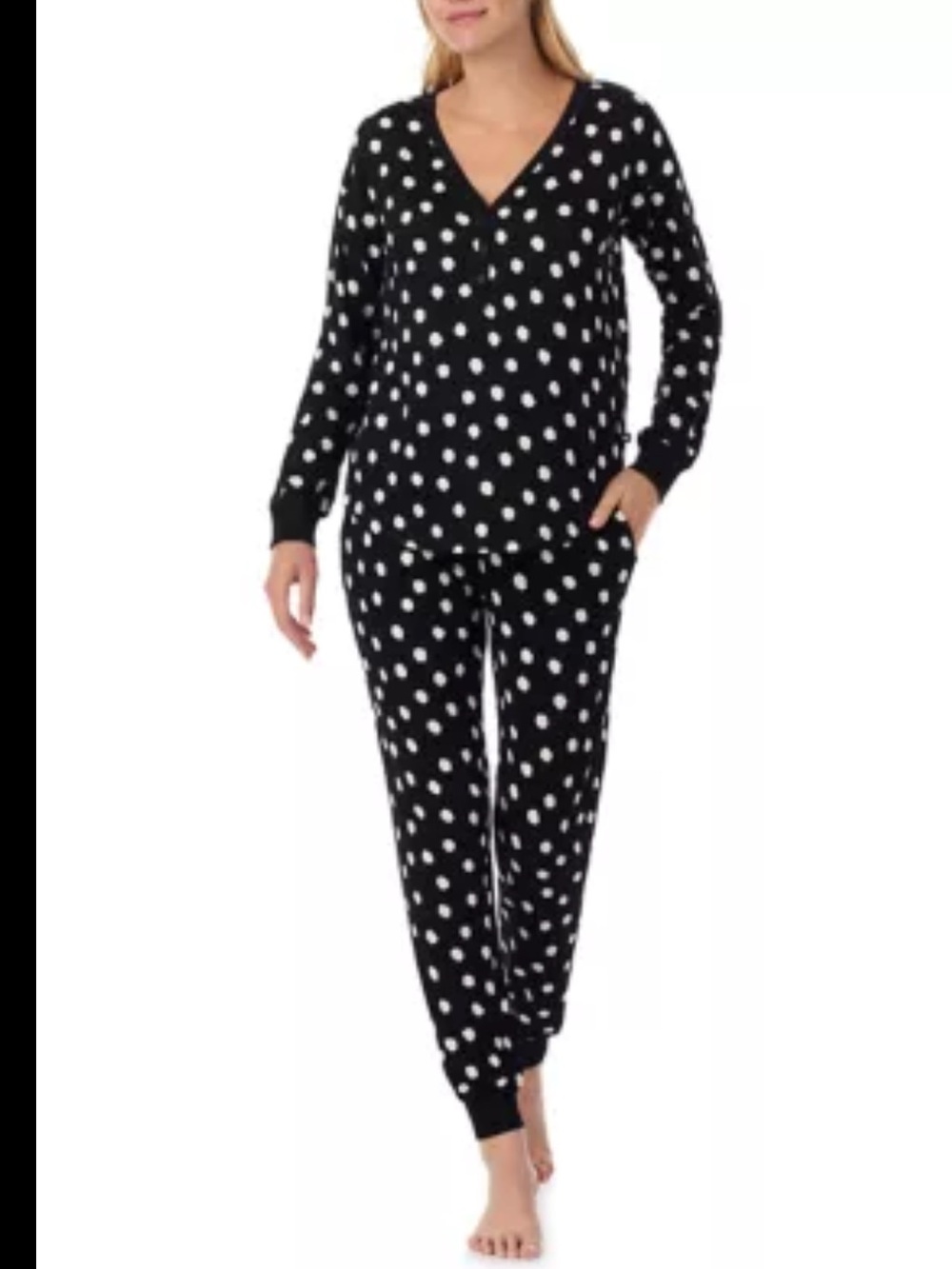 kate spade New York Black and White Printed Long Sleeve Pajama Set